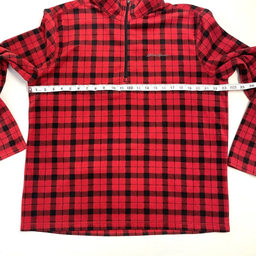 Eddie Bauer Fleece 1/4 Zip Pullover Sweater Mens Large Red Black Buffalo Plaid - Picture 6 of 13